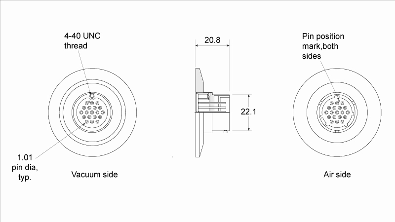 Passage étanche INSTRUMENTATION pour le vide Mil-C-26482 KF40