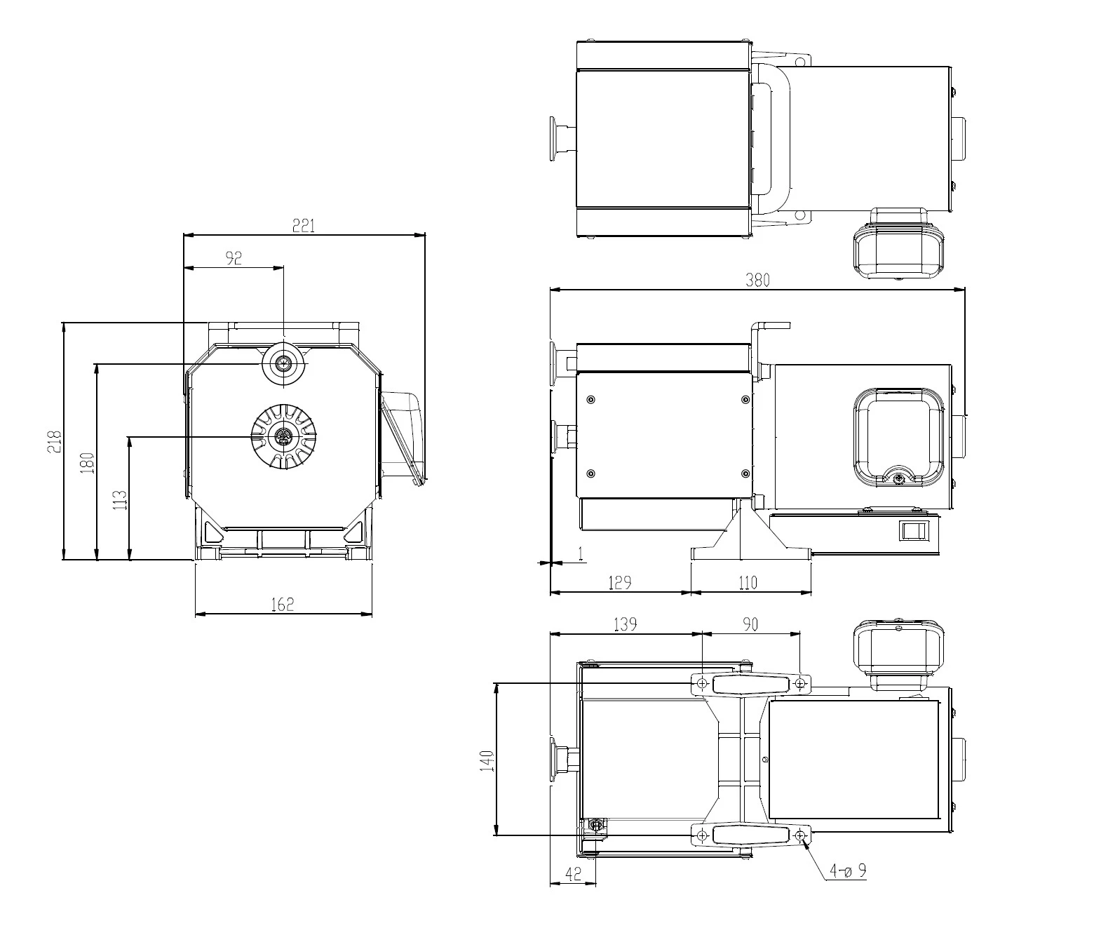 Dimensions pompe à vide Scroll DVSL-100C-B 