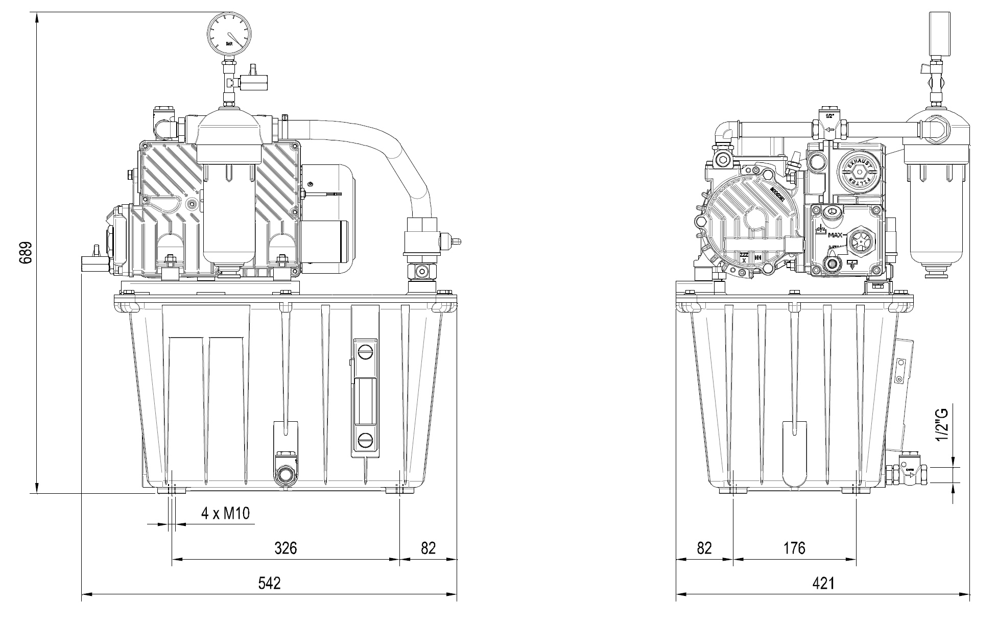 Centrale de production de vide avec pompe à vide