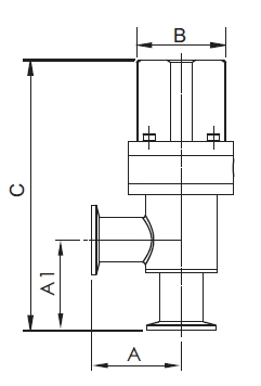 Vanne à vide d'angle pneumatique KF